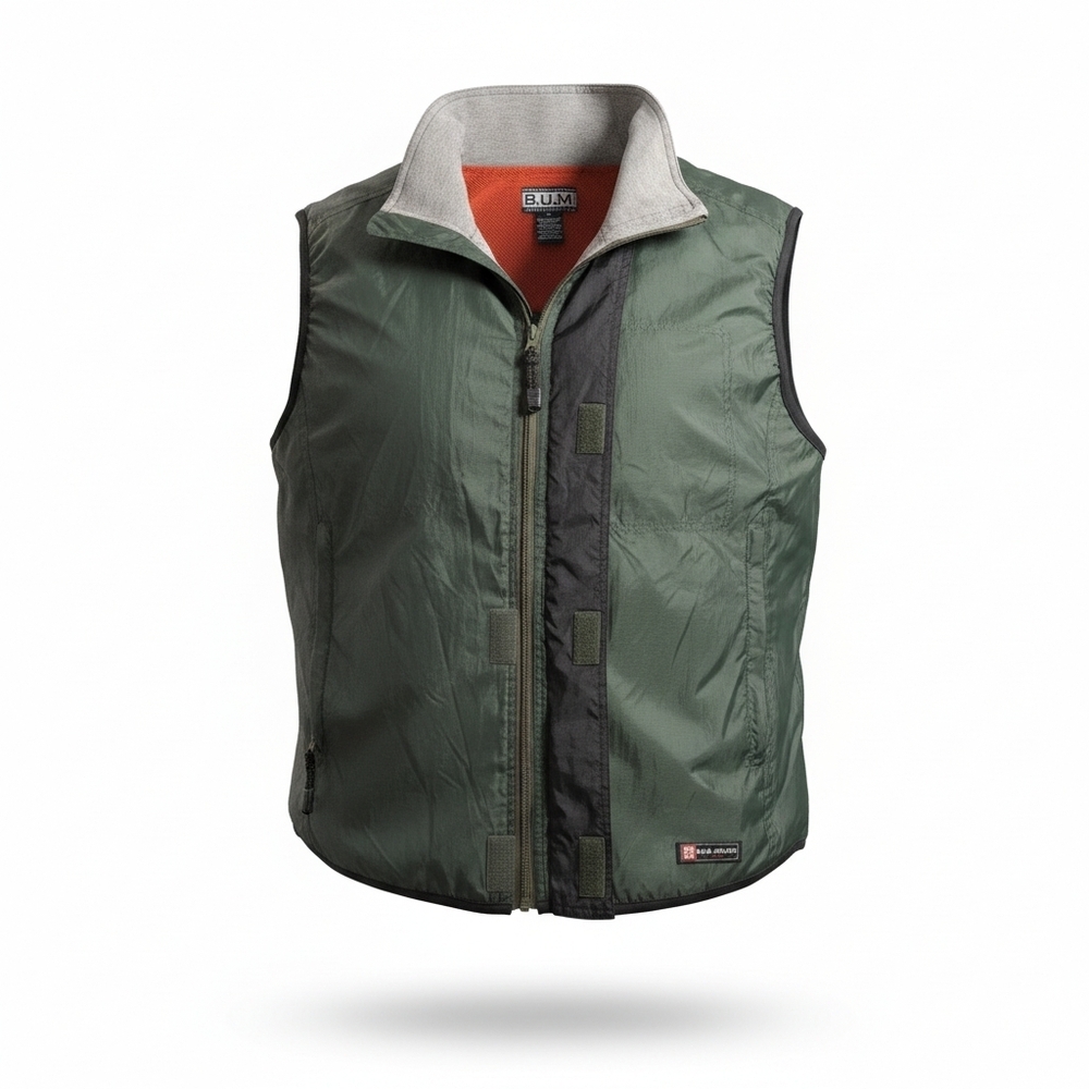 BUM Equipment Sleeveless Jacket M Green Zip Vest